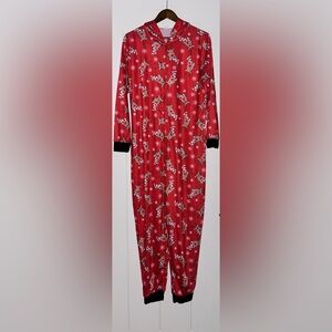Women XL Reindeer Hooded Christmas Onesie Pajamas Rudolph Holiday Jumpsuit